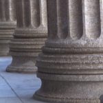 close up on columns from a government building