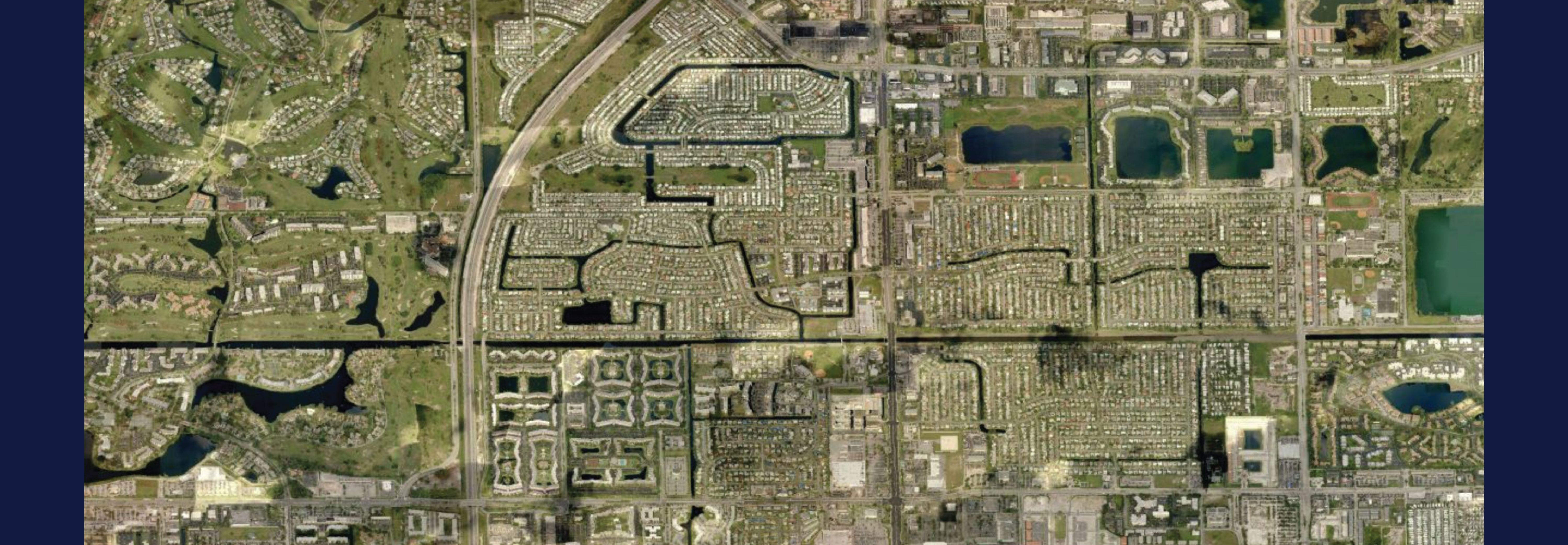 Lauderdale Lakes, Florida. Aerial view of tax parcels for tax assessors using GIS.