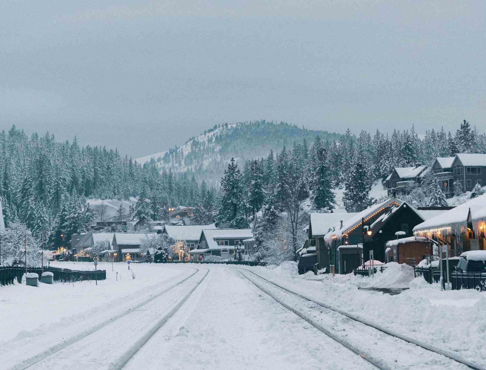 Town of Truckee, CA after a snow storm