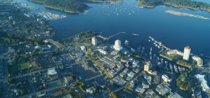 Aerial view of the City of Nanaimo, ON, Canada showing the enterprise implementation of GIS.