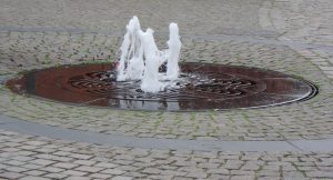 Water, sewer, and stormwater department sets up a fountain.